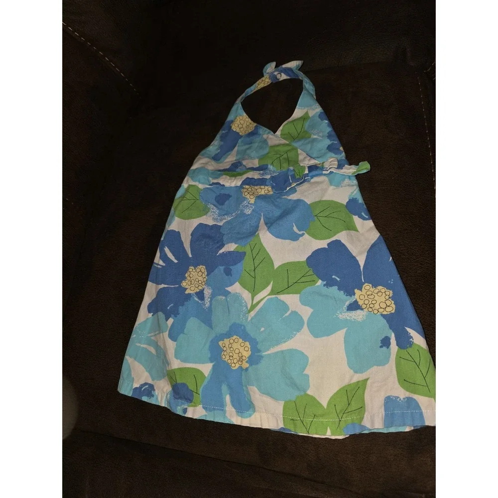 Gymboree vintage pool‎ party floral halter dress size 6 12 months